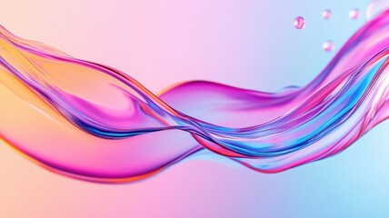 A vibrant, flowing wave of colorful hues blending seamlessly from pink to blue. The design conveys a sense of movement and energy, ideal for backgrounds and creative projects.