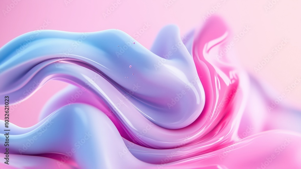 Poster a visually stunning abstract representation of swirling blue and pink colors. the smooth textures cr