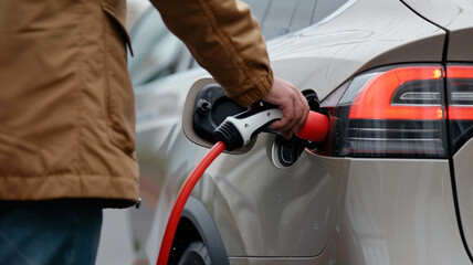 Charging the EV car or electric car background