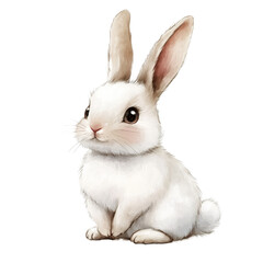 Obraz premium Cute White Rabbit Illustration on Transparent Background - Made with Generative AI