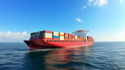 Container ship on the sea. Transportation concept background