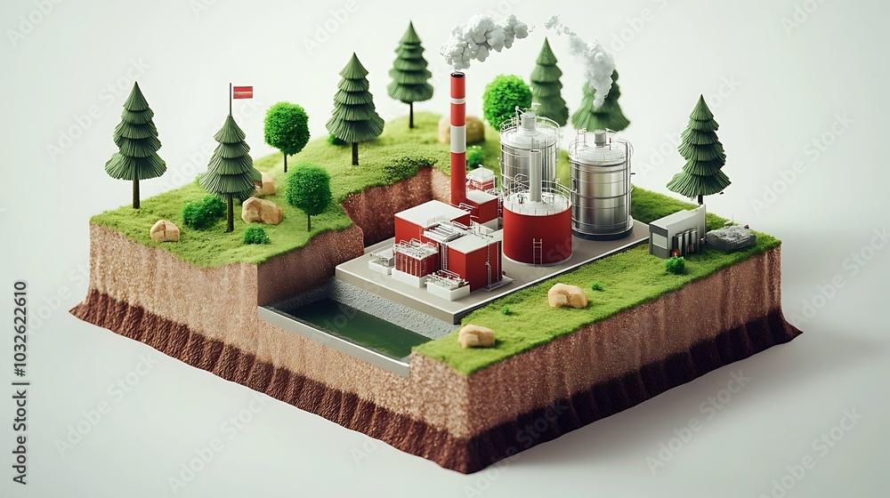 Poster a detailed diagram showing the process of carbon capture and storage, from capturing co2 at a factor