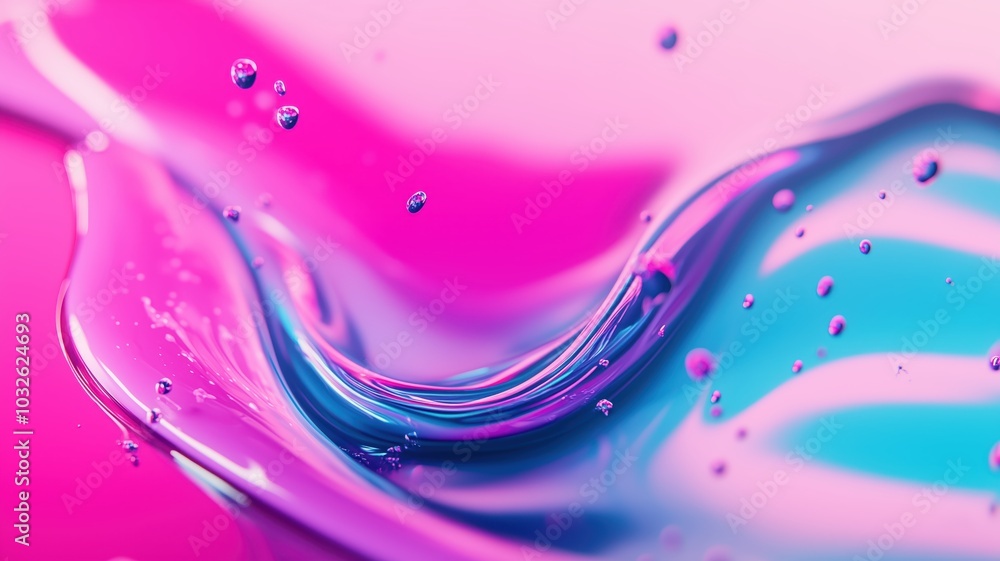 Poster colorful abstract liquid texture with smooth waves and bubbles. perfect for backgrounds or artistic 