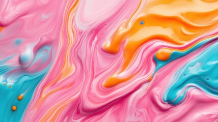 Colorful abstract fluid art showcasing swirls of pink, orange, and turquoise. Perfect for backgrounds, wallpapers, or creative projects.