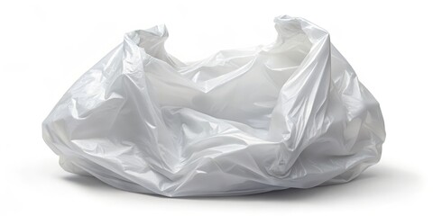 Crisp Elegance Close-Up of Crumpled White Plastic Bag on Minimalist Background, Softly Illuminated for Product Showcase or Clean Concept Design