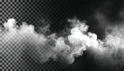 PSD Fog or smoke isolated transparent background. White cloudiness, mist, smog, dust, vapor PNG