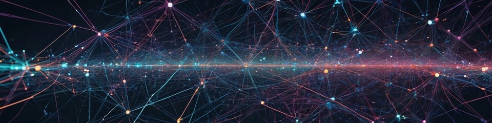 Fototapeta premium An intricate network of lines and dots forming a modern digital grid, evoking a sense of connectivity and innovation, Generative AI