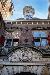 Waterpoort van Gorinchem was rebuilt and is located in garden of Amsterdam Rijksmuseum. Waterpoort (Water gate) was part of fortifications of Gorinchem city until 1893. AMSTERDAM, The NETHERLANDS.