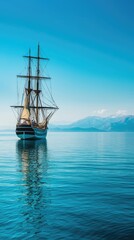 Serene Ship Sailing on Calm Waters