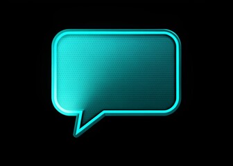 Naklejka premium Cyan Speech Bubble Icon on Black Background