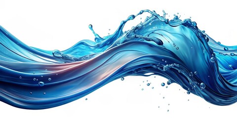 Fluid Blue Wave Dynamic Closeup of Liquid Motion on White Background - Abstract Realism for Promotions and Art