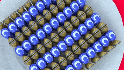 candies on plate with red background