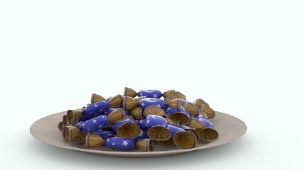 candies on plate with white background