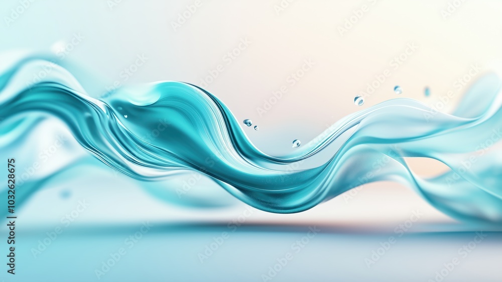 Poster elegant abstract swirl of turquoise and light blue fabric creating a sense of movement and fluidity 