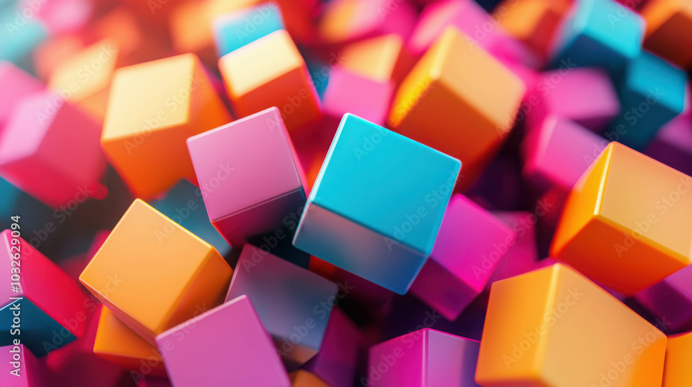 Poster abstract colorful cubes: a vibrant and energetic abstract background with a close-up of colorful cub