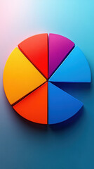 Obraz premium Colorful pie chart representing data visualization and business analytics in a modern corporate setting.