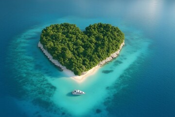 Heart-shaped island in a holiday concept