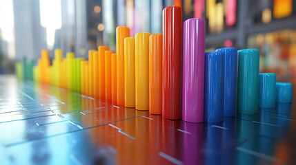 Obraz premium Colorful bar graph representing data visualization and business analysis.