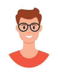 People avatar. Man face isolated on white background. Cute vector illustration. Flat style