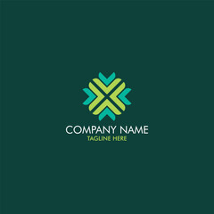 Obraz premium Letter X logo with leaves