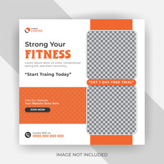 Unique Fitness training center and strong fitness build social media post template