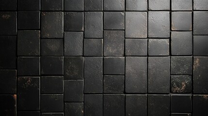 Black ceramic tile wall or floor background