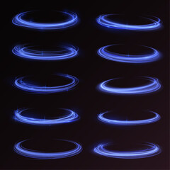 Light everyday glowing effect. High speed motion blur light effects at night, blue line. Semicircular wave, light trail curve swirl, optical fiber incandescent png. Bright sparkling background vector.