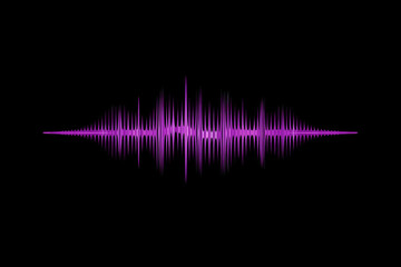 Equalizer sound wave in dynamic, pink symbol isolated on black background