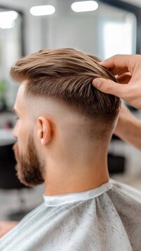 Stylish undercut hairstyle with a smooth fade and textured top, AI