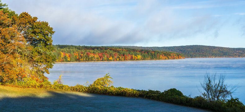 Colorful trees on the shore of Quabbin Reservoir