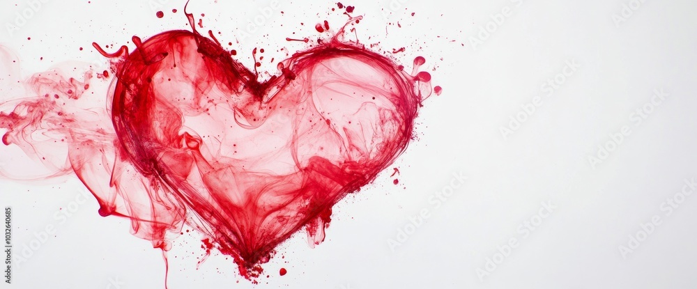 Poster a vibrant heart shape created with swirling red paint against a white background evokes passion and 