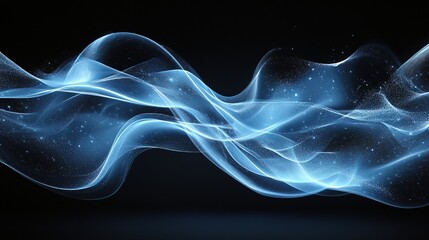 Fototapeta premium Abstract, energy and blue motion waves on a black background