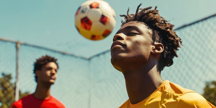 Sports Moment: Soccer Player Mid-Action
