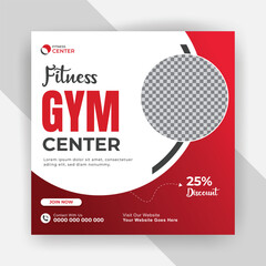 Modern Gym Fitness training center social media post design template