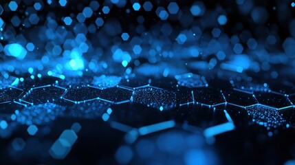 Obraz premium communication blue abstract hexagon technology background
