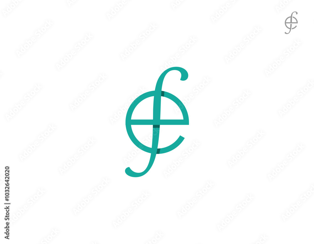 Poster initial letter ef or fe logo. monogram linear rounded style isolated on white background. usable for