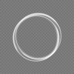 Set of white round frames isolated on black background. Luminous white lines of speed. Light glowing effect. Abstract motion lines.