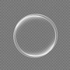 Set of white round frames isolated on black background. Luminous white lines of speed. Light glowing effect. Abstract motion lines.