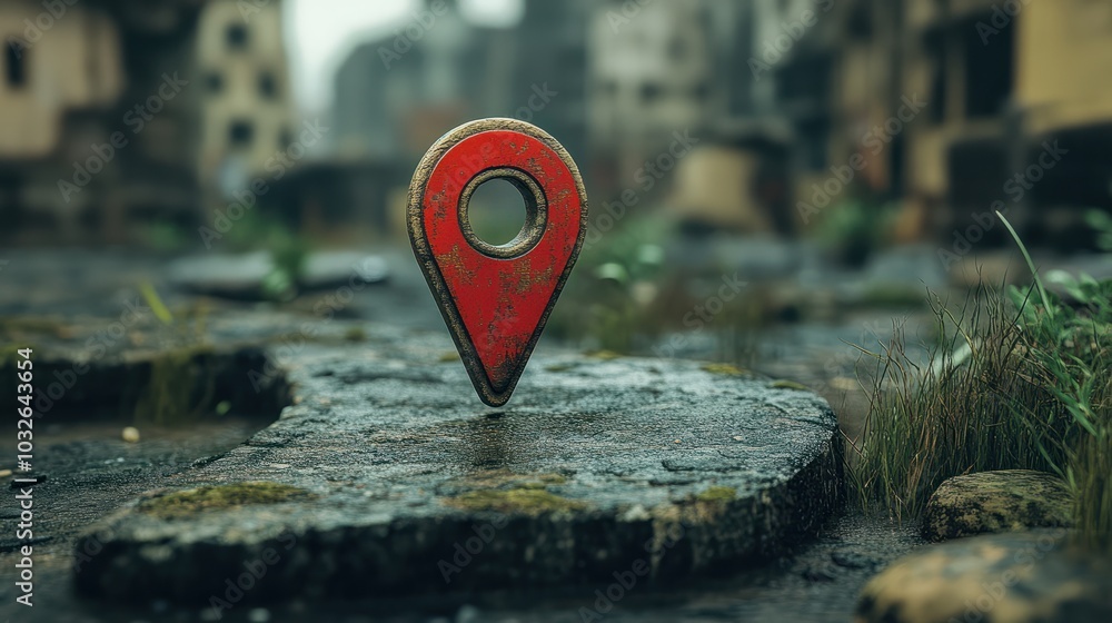 Poster 3d lifelike map pin gps indicator for target location.