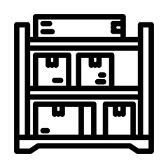 shelf box cardboard packaging line icon vector. shelf box cardboard packaging sign. isolated contour symbol black illustration