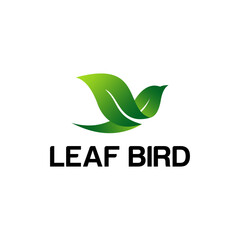 Modern logo of a bird with leaf. both used for the peace logo, ecology, healthy, wellness and nature logos.