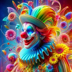 Fototapeta premium Colorful clown made of glass