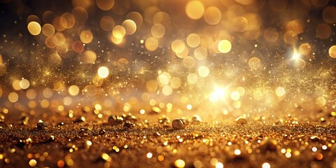 Golden Dust Sparkling Luxury Abstract Landscape with Bokeh