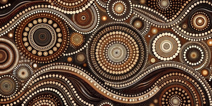 Abstract Circular Pattern with Brown and Gold Tones, Dot Art, Aboriginal Art dot art, aboriginal art