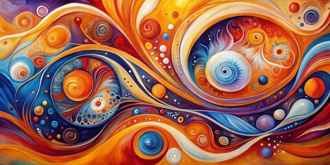 Abstract Cosmic Symphony of Colors, Digital Painting, Abstract Art, Swirls, Galaxies, , abstract art