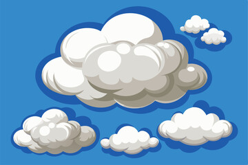 Diverse Cartoon Cloud Shapes Vector Illustration Set