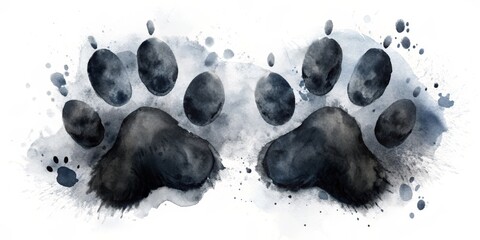 Abstract Watercolor Paw Prints on a White Background, animal prints , watercolor art