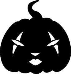 Jack-o-lantern pumpkin face expression silhouette. Halloween party pumpkin carving. Stock vector illustration isolated on white background in flat style.