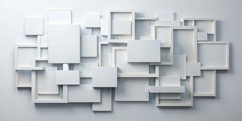 Abstract White Frame Composition, Minimalism, Geometric ,frame art, white background