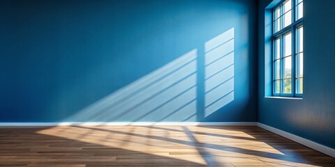 Obraz premium Blue Wall Room Interior with Window Light, shadow, light, interior design